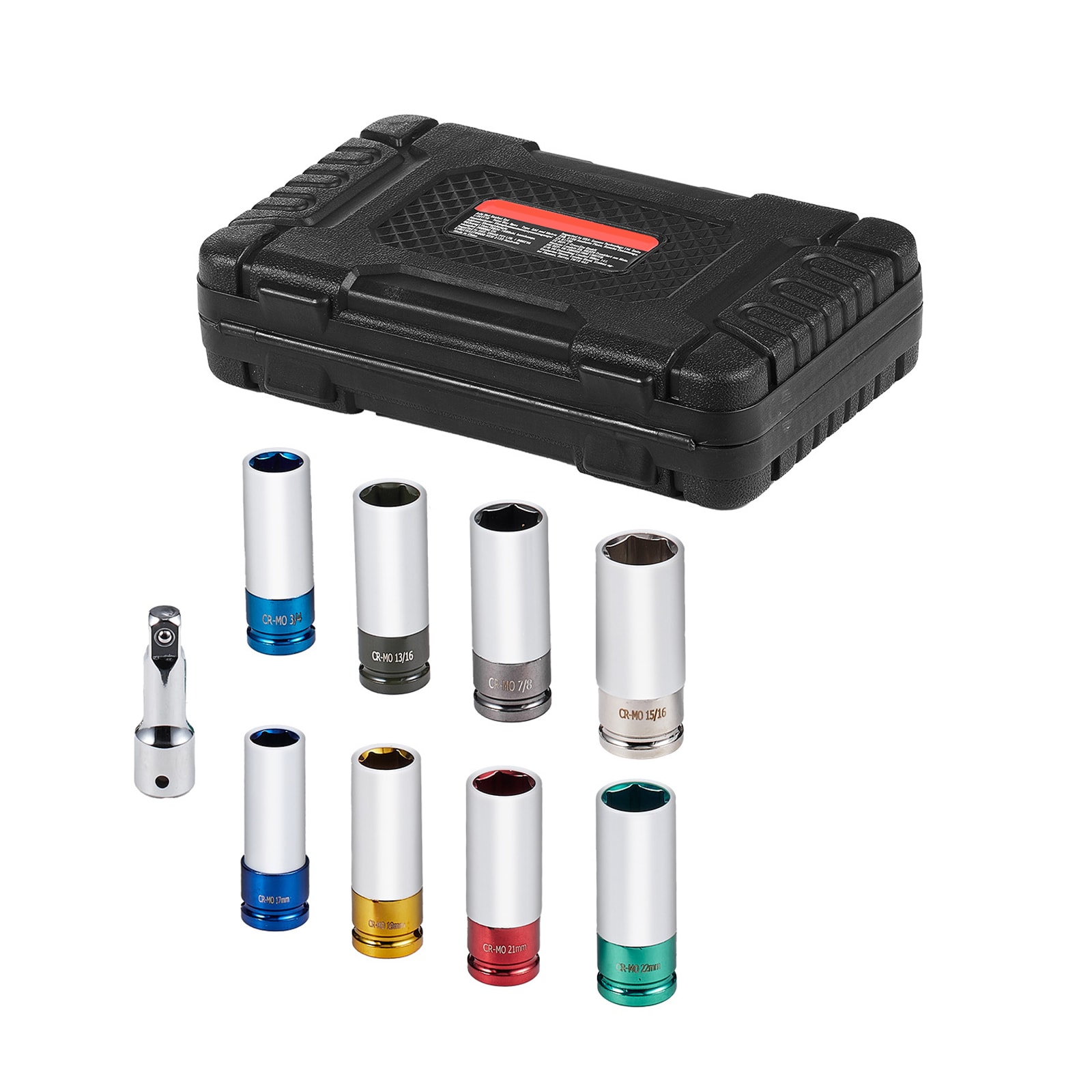 Lug Nut Impact Socket Set 1/2 In Drive Metric And SAE 6-Point Deep Socket_voghion.com